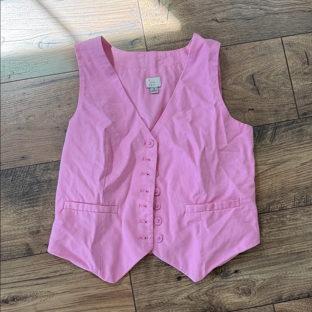 a new day Pink Button-Front Vest